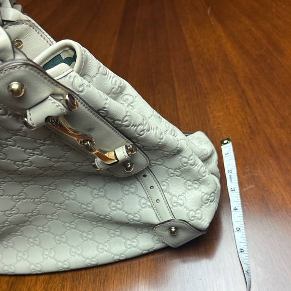 Gucci GG Monogram Embossed Leather Hobo Bag Ivory White Braided Handle - Picture 10 of 13